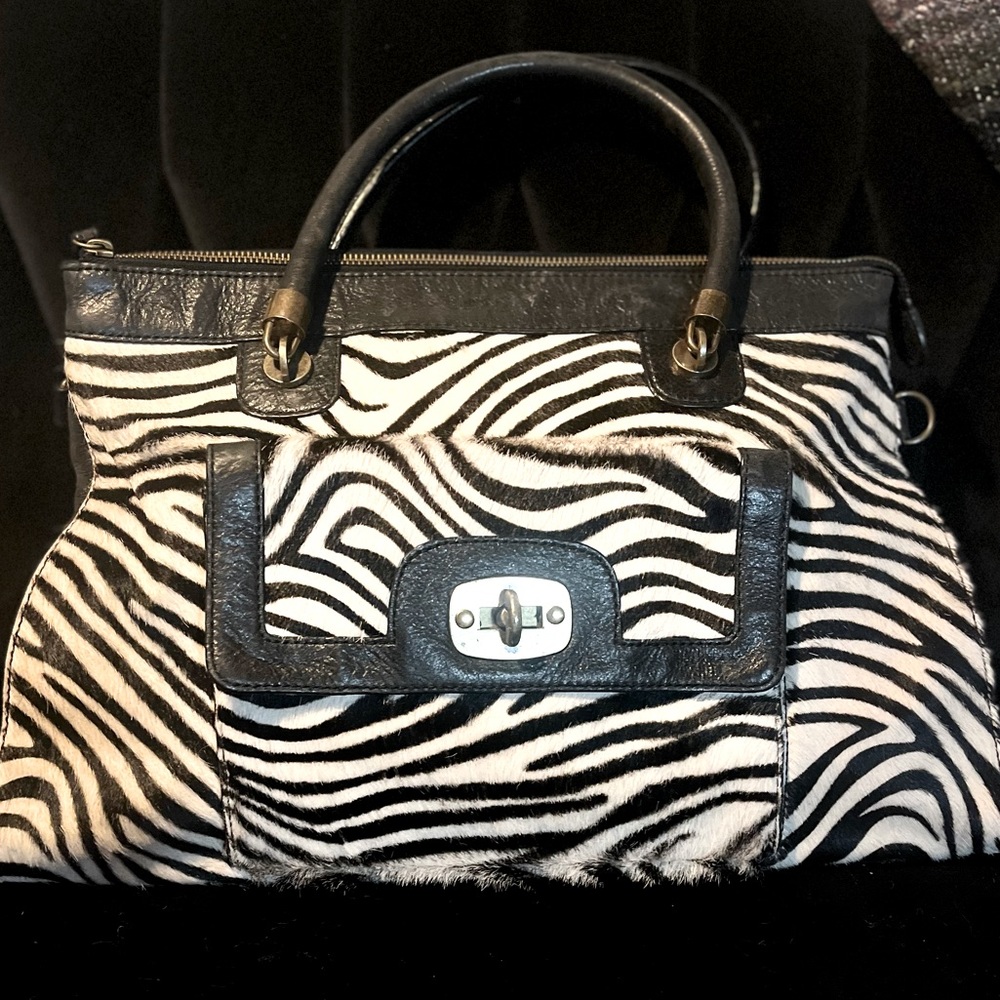 Rare Vintage Nordstrom Geniune Leather 100% Printed Calf Hair Women's Handbag